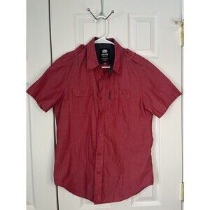 Ecko Unltd. Men Classic Short Sleeve Button-Up Shirt Pockets Red Size S